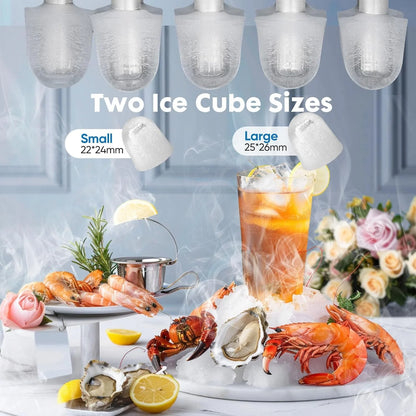 Ice Maker, Portable Countertop Icemaker Machine, Self Cleaning Quiet 2 Sizes Bullet Cubes Makers, 9 Cubes in 6 Mins, 26Lbs/24Hrs with Ice Scoop, Basket for Home Kitchen Party,Black