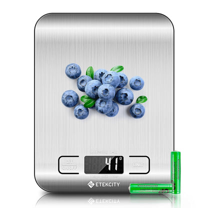 Food Kitchen Scale, Digital Grams and Ounces, 11Lb | Tare Function, Ideal for Baking, Weight Loss, Keto, Meal Prep, Packages, Liquids and Jewelry, 304 Stainless Steel